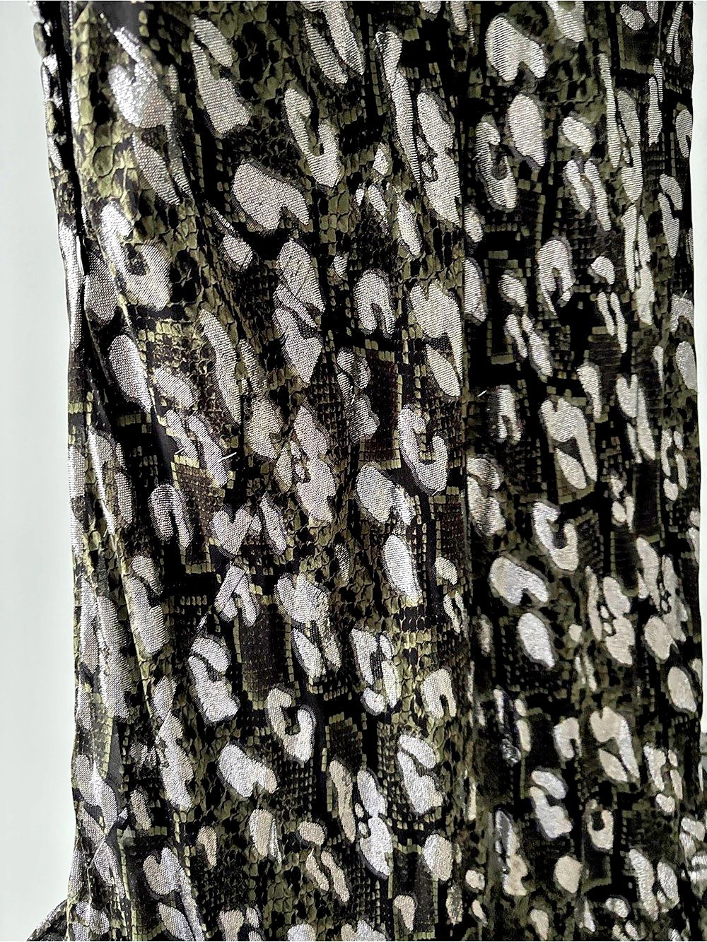 Michael Kors Collection Spruce Python Leopard Metallic Silk Ruffle Dress, US 8 - Picture 9 of 16